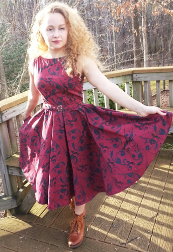 Printed Sleeveless Belted Dress