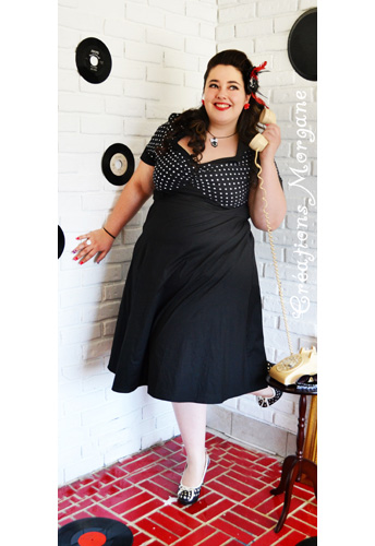 Plus Size Polka-dot Flare Dress