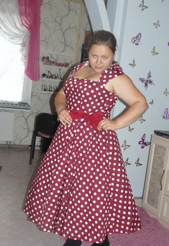 Polka-Dot Belted Pleat Dress