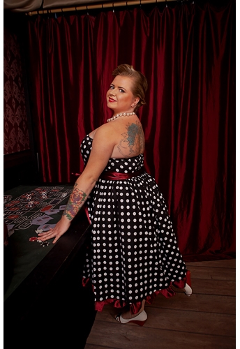 Plus-Size Bowknot Polka-dot Dress