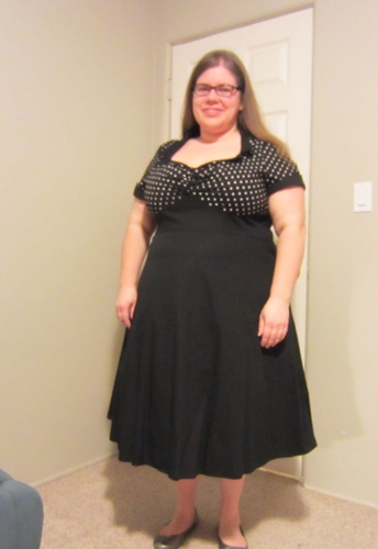 Plus Size Polka-dot Flare Dress