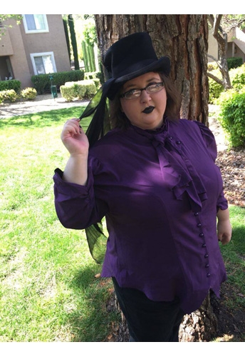 Plus Size Steam Punk Blouse w/ Ruched Sleeves