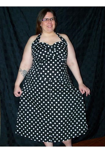 50's Style Rockabilly Polka-Dot Halter Dress