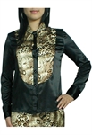 Leopard Print Tuxedo Shirt Top