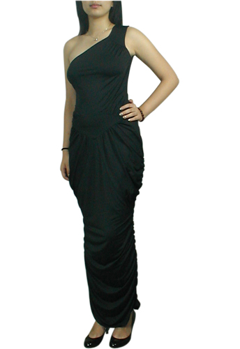 One-Shoulder Ruched Long Dress