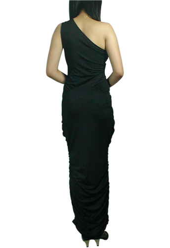 One-Shoulder Ruched Long Dress