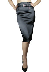 High-Waist Satin Skirt