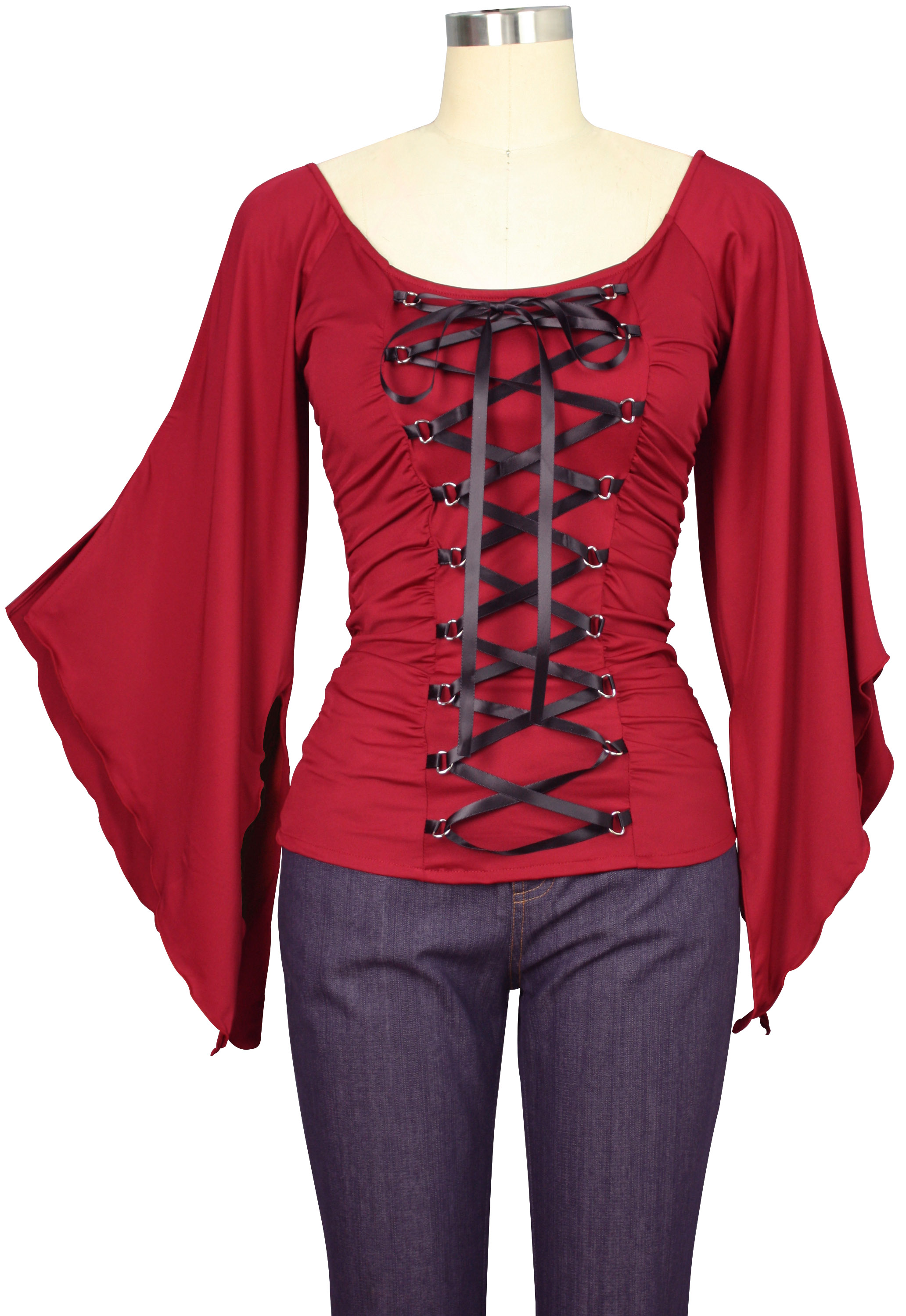 Lace-Up Corset Jersey Top