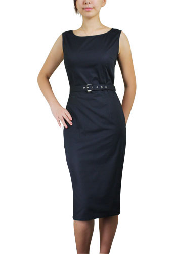 Plus-Size Belted Sleeveless Pencil Dress