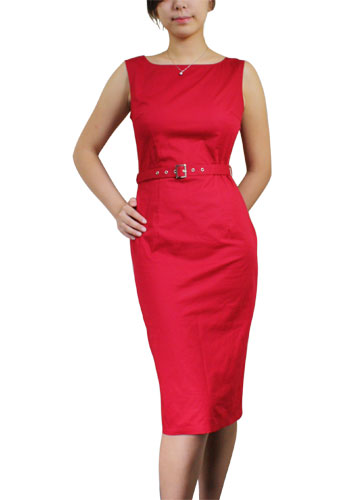 Plus-Size Belted Sleeveless Pencil Dress