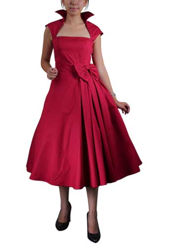 Retro Belted Pleat Dress