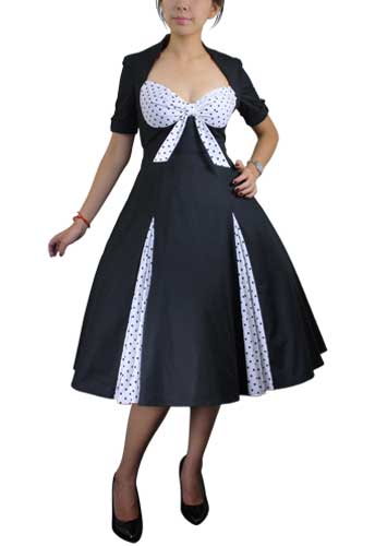 Retro Polka-Dot Swing Dress