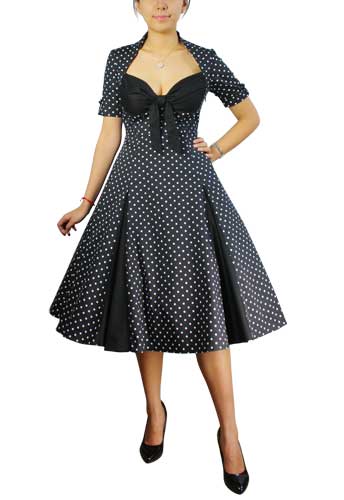 Retro Polka-Dot Swing Dress