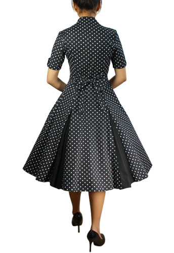 Retro Polka-Dot Swing Dress