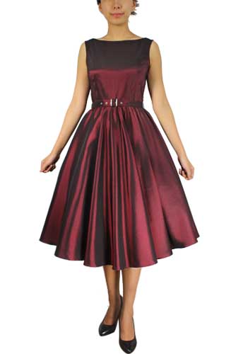 Satin Sleeveless Belted Dress