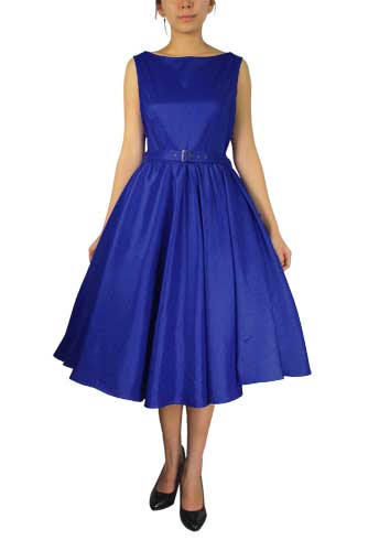 Satin Sleeveless Belted Dress