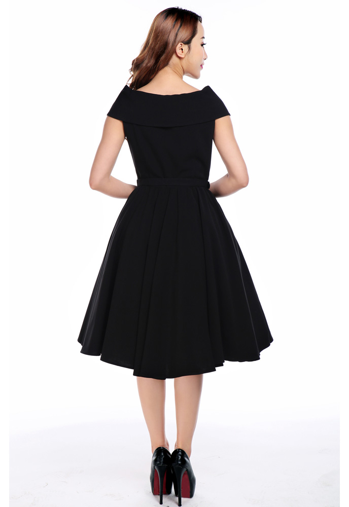 Bow Collar V-Neck Dress