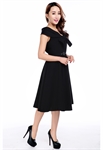 Bow Collar V-Neck Dress