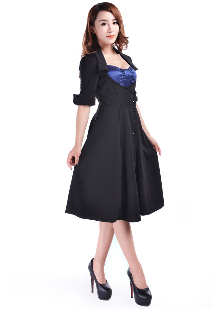 Rockabilly Side Button Bow Dress