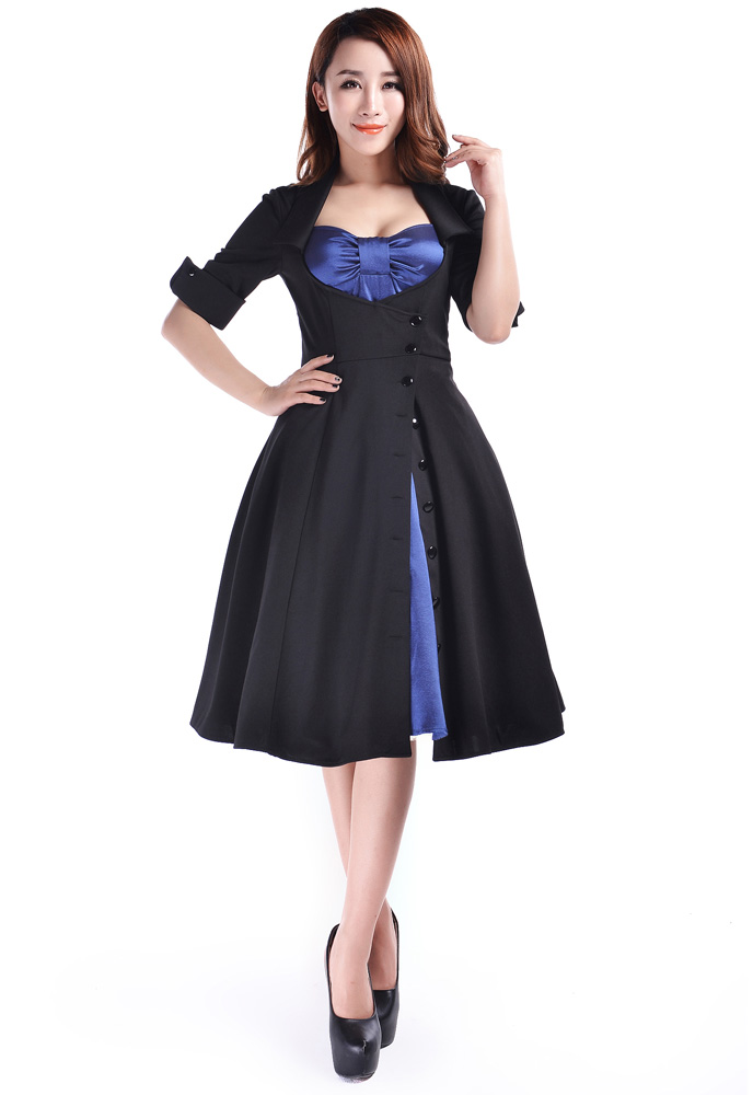 Rockabilly Side Button Bow Dress