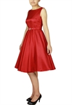 Satin Sleeveless Belted Dress