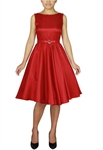 Satin Sleeveless Belted Dress