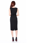 Plus Size Ponte Belted Sleeveless Pencil Dress