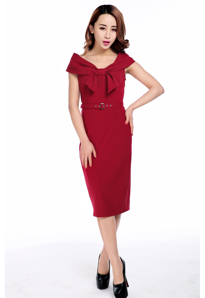 Bow Collar Pencil Dress