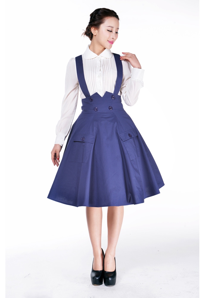 Plus Size 1950s Circle Suspender Skirt