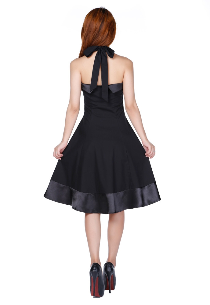 Fold Collar Halter Dress