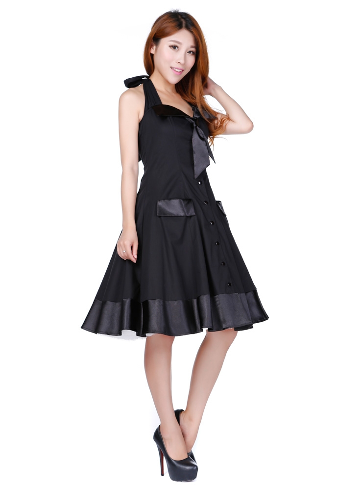 Fold Collar Halter Dress