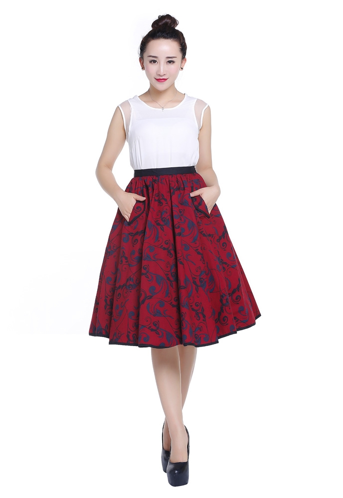 Print Flared Skirt