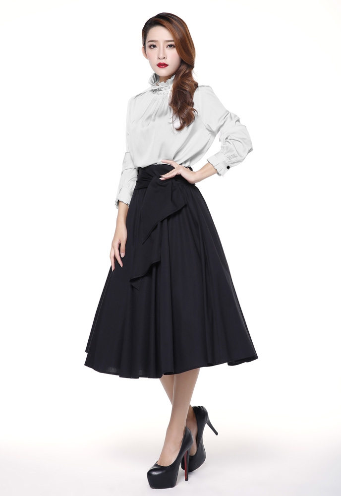 Retro Wrap Flare Skirt