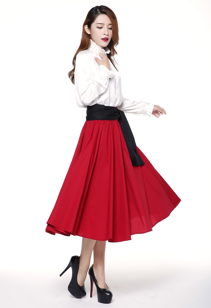 Retro Wrap Flare Skirt