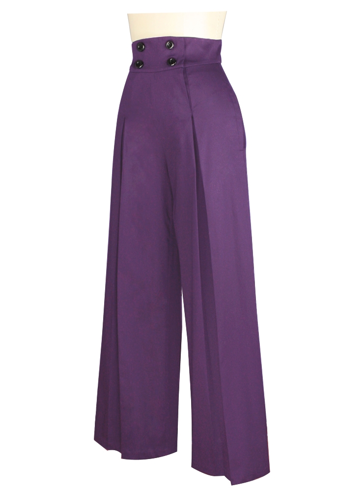 40s Wide Leg Pleated Pants