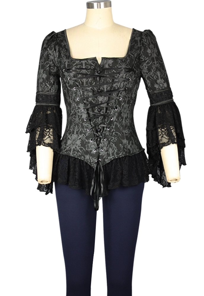 Print Corset Lace Top