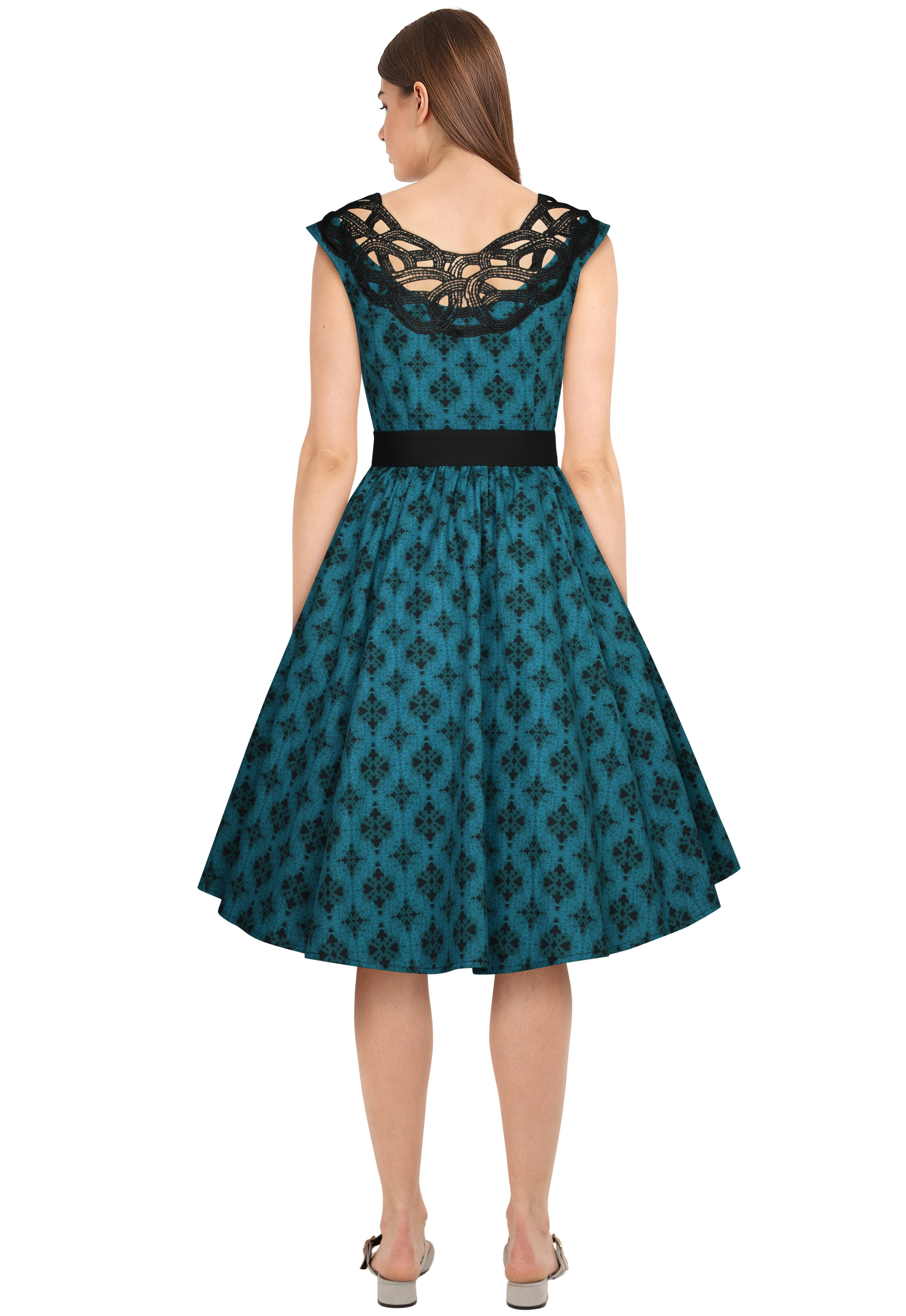 Lace Neck Retro Dress