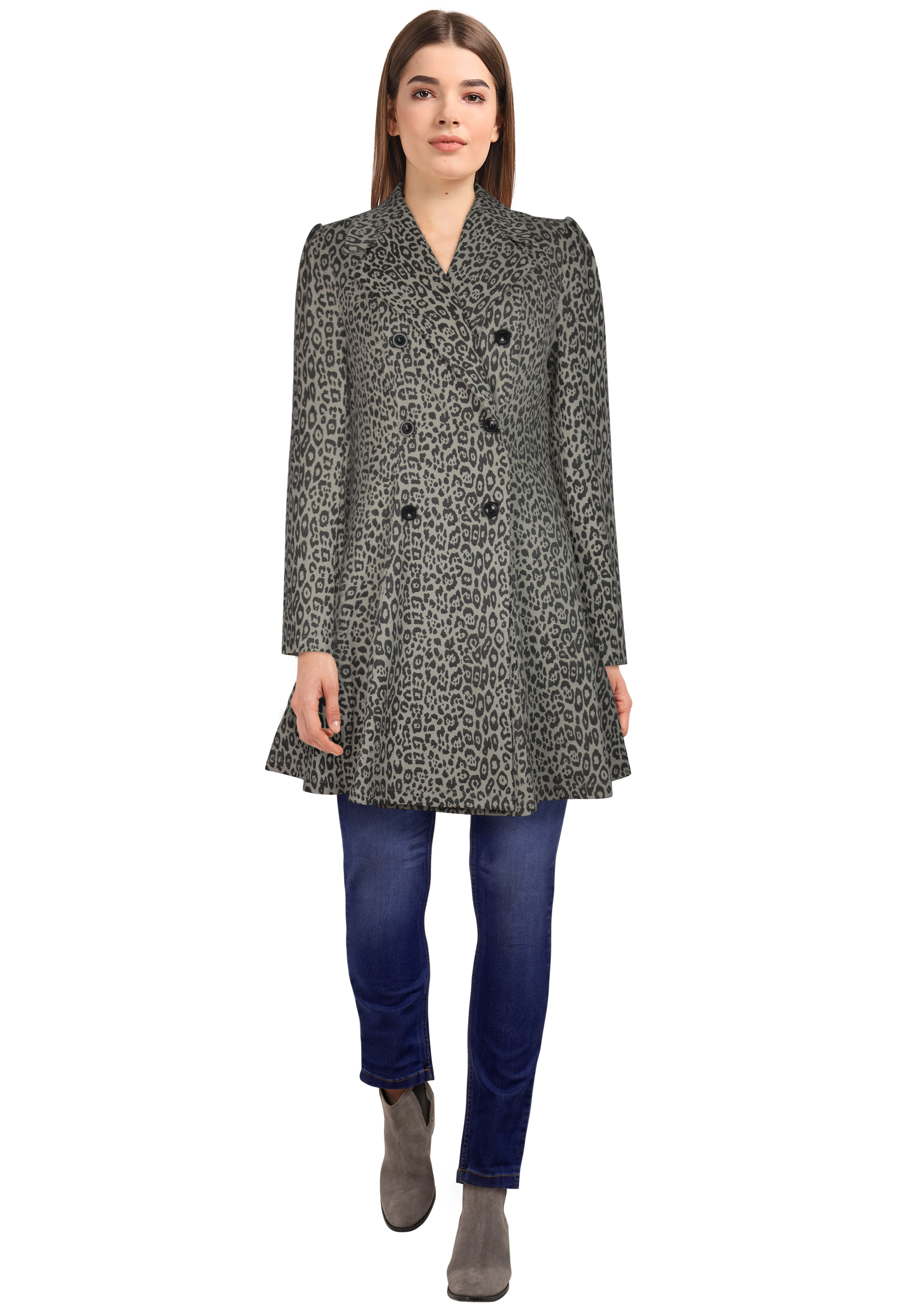 Leopard Suede Trench Coat