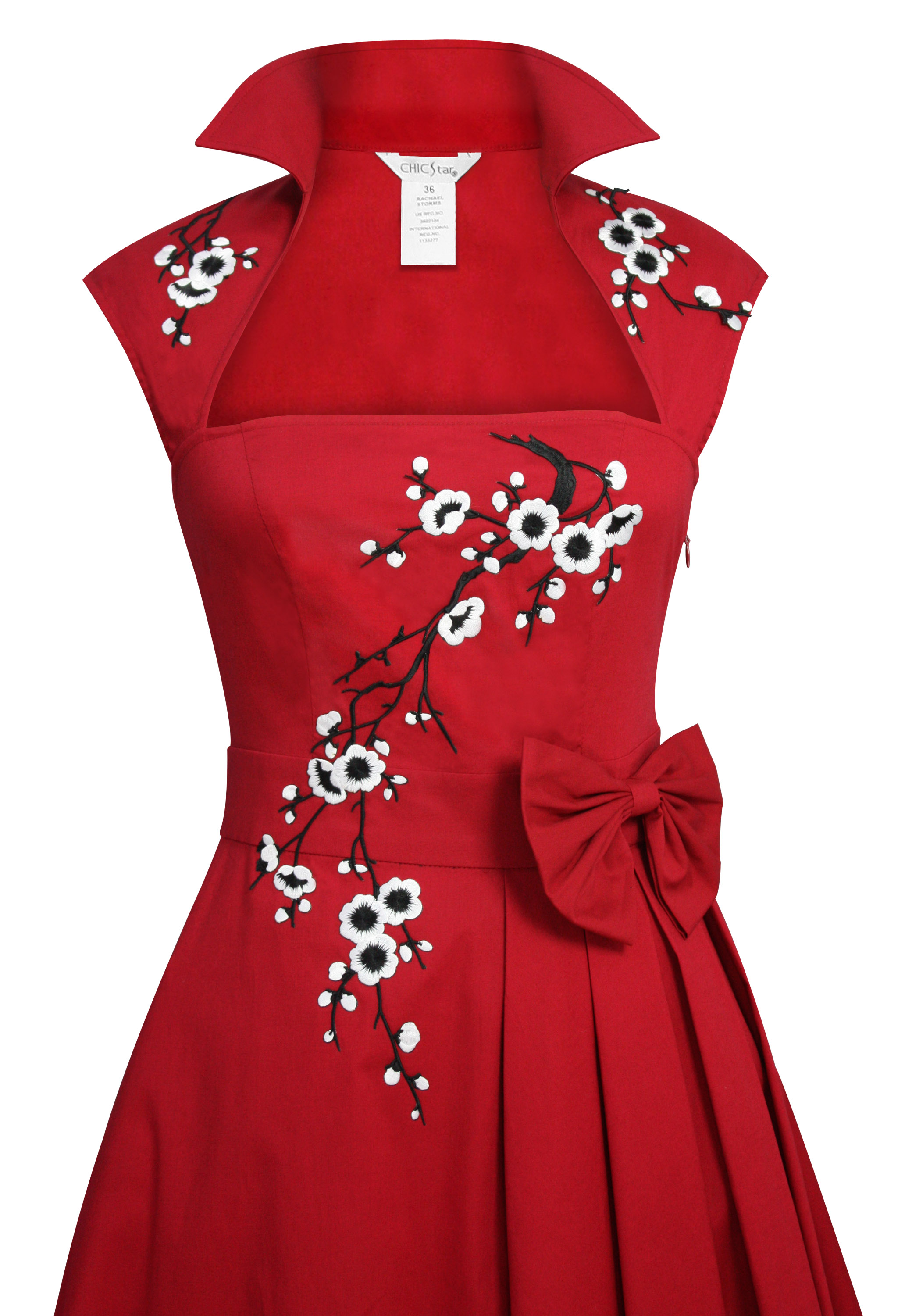 Applique Pleated Bow Dress