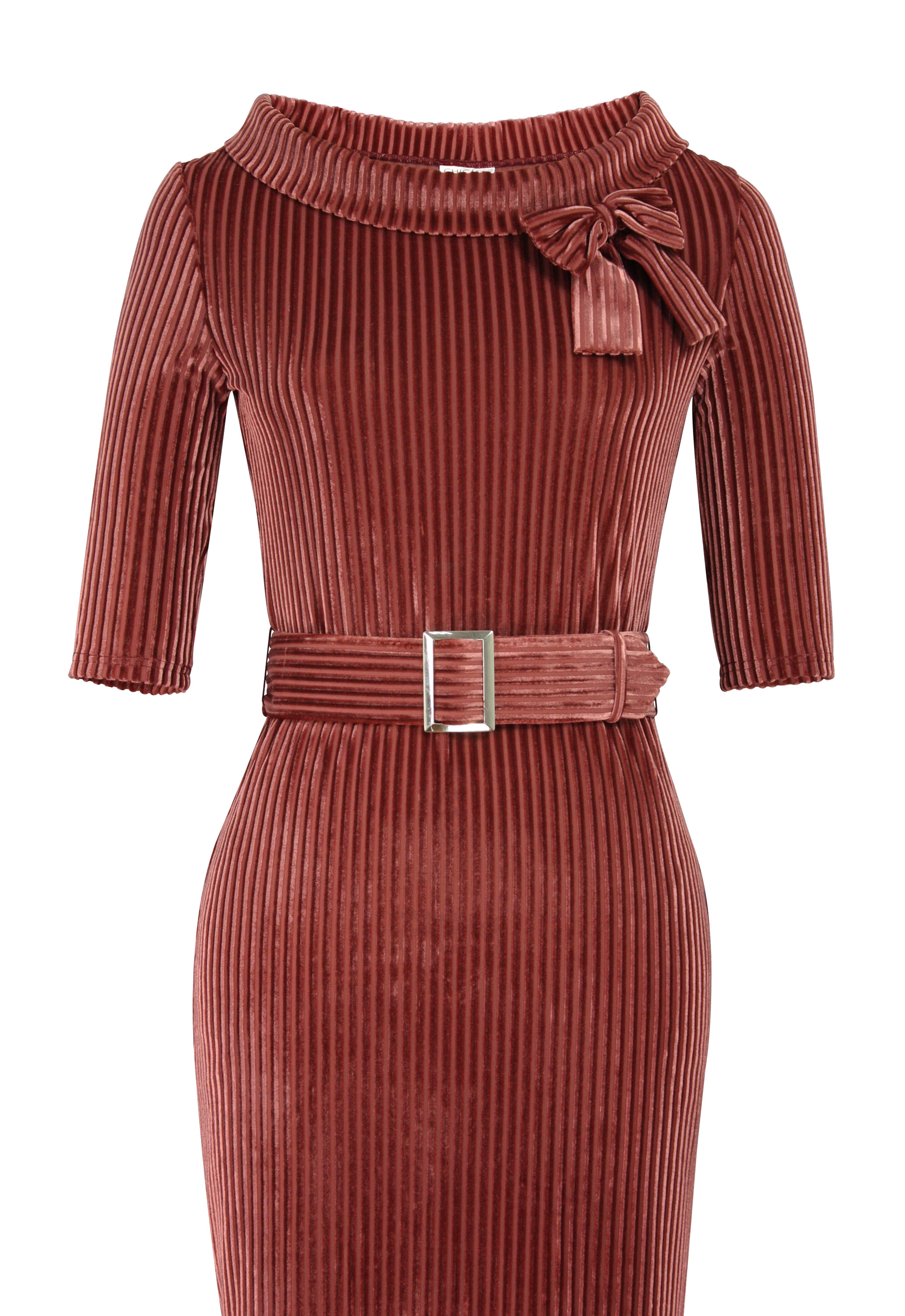 Stripes Velvet Bow Dress