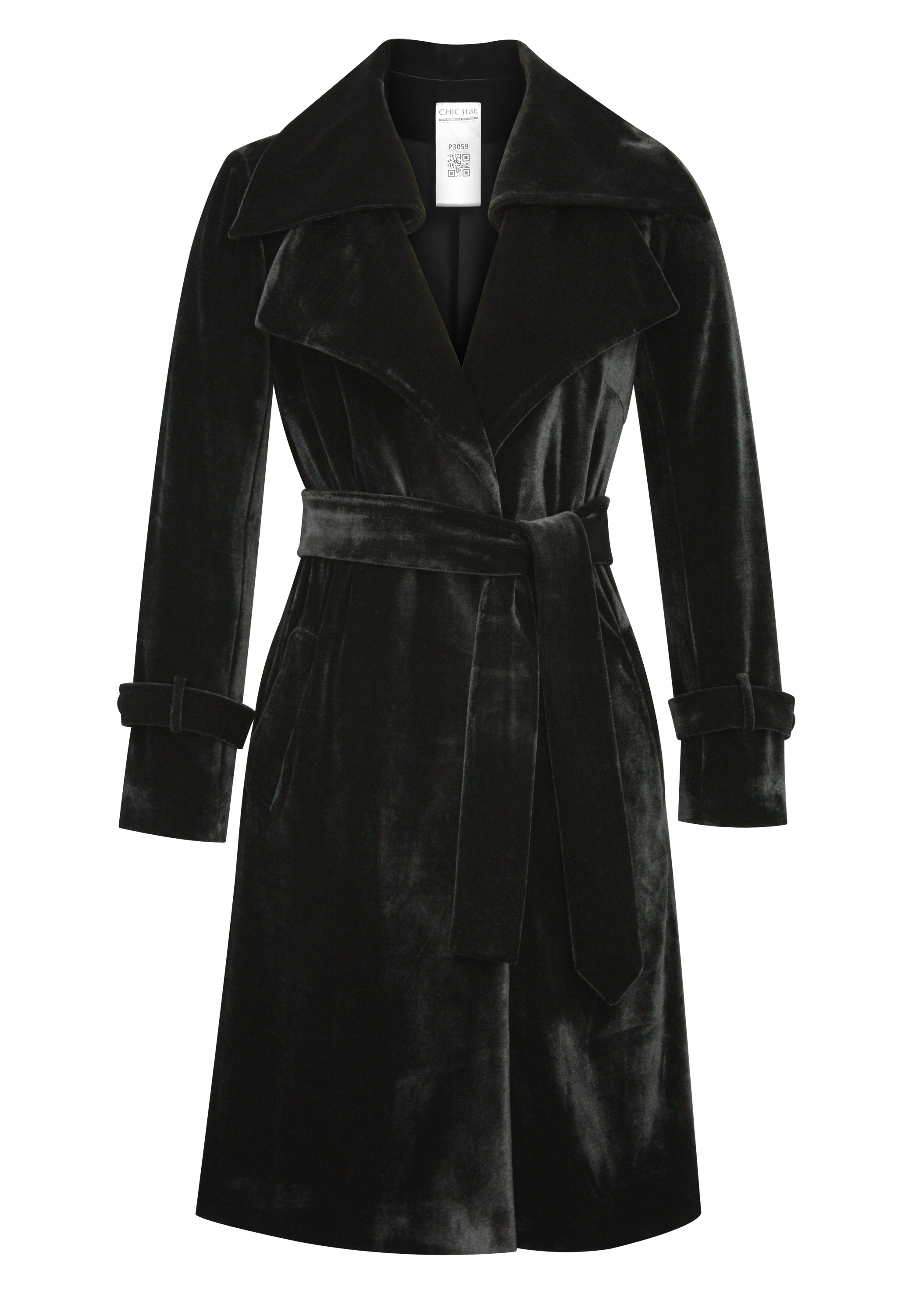 Double-Collar Velvet Coat