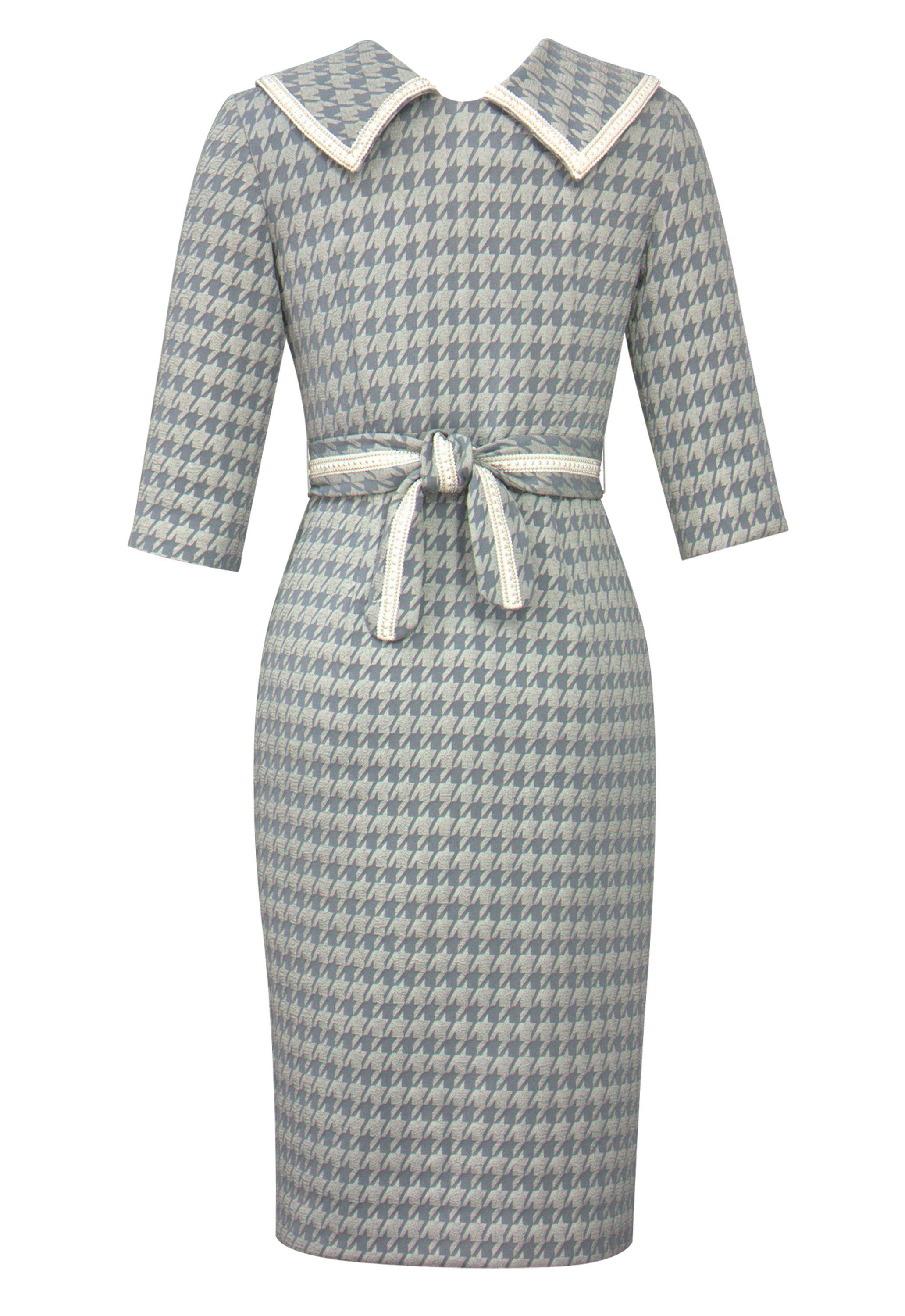 Embossed Jacquard Trim Dress