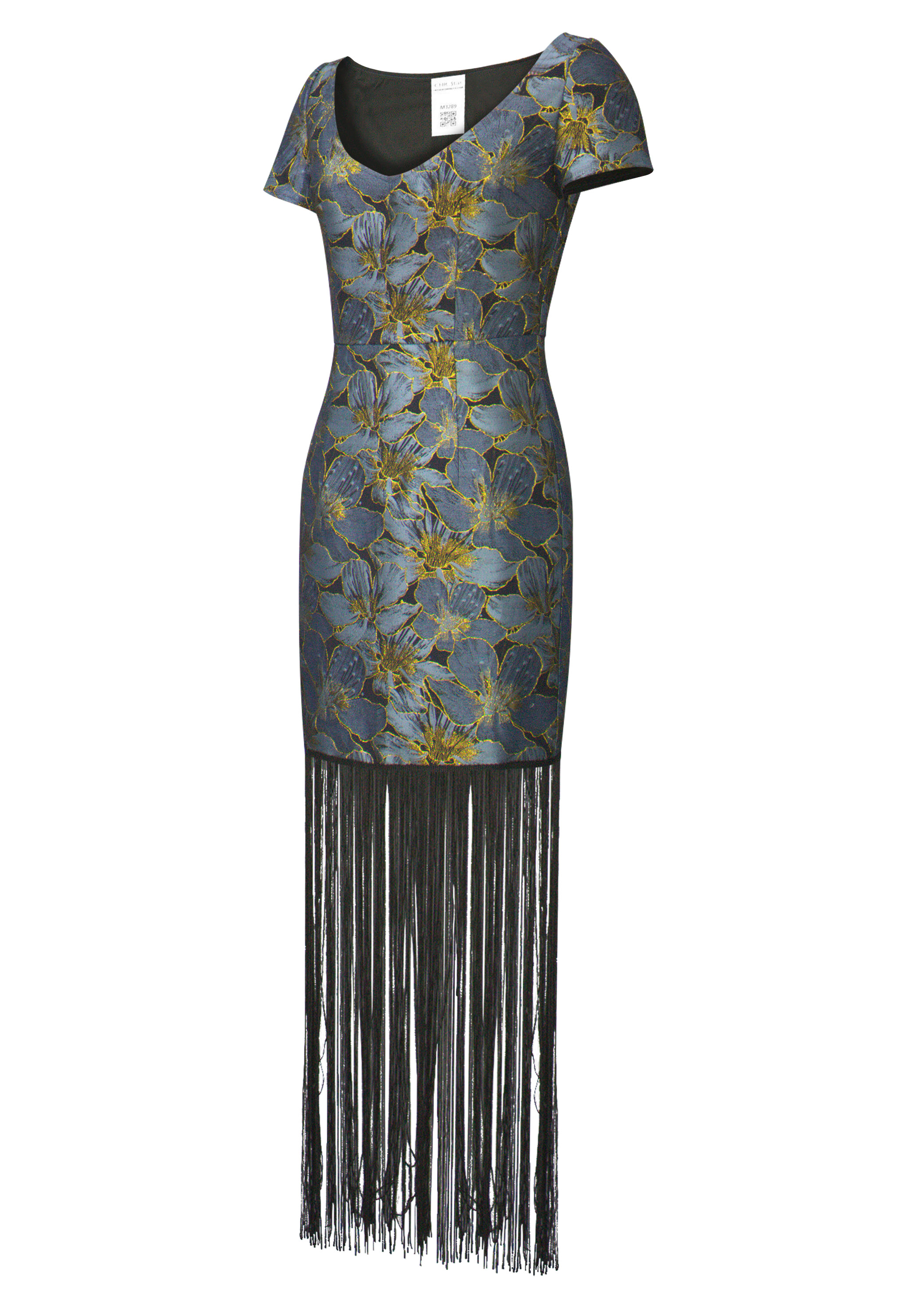 Metallic Jacquard Fringe Dress