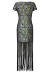 Metallic Jacquard Fringe Dress