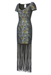 Metallic Jacquard Fringe Dress