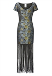 Metallic Jacquard Fringe Dress