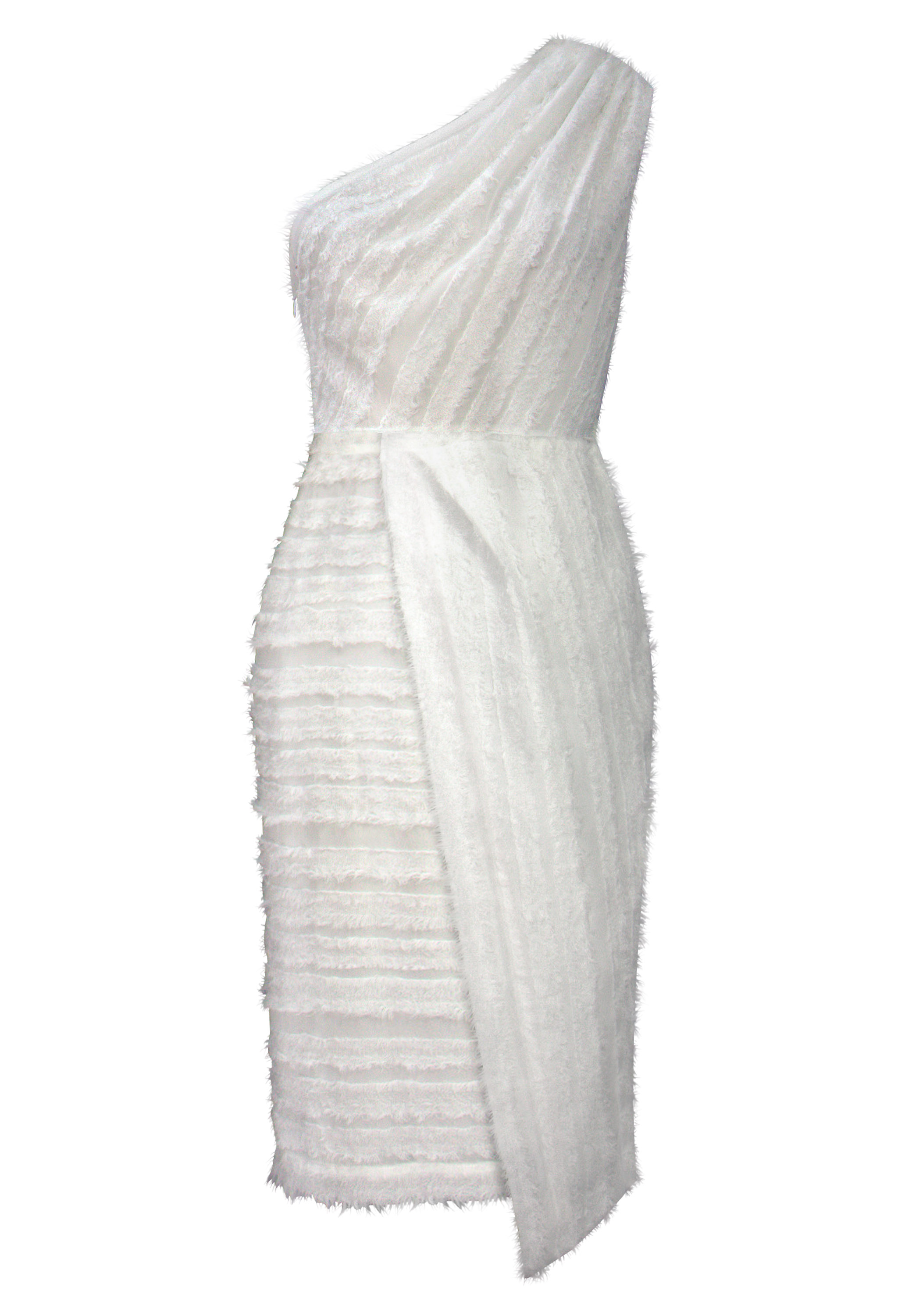 Fringe Stripe One-Shoulder Dress