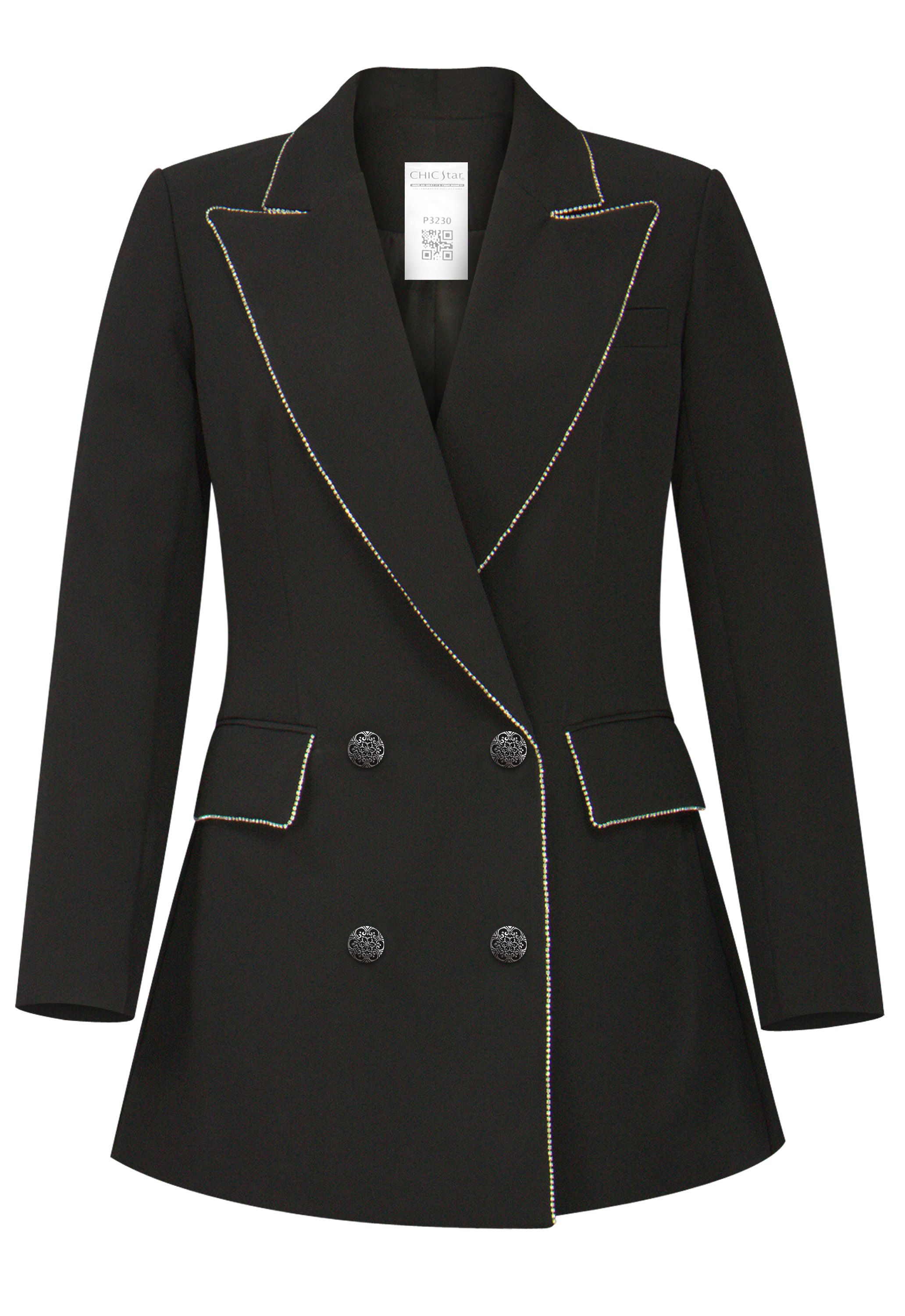 Rhinestone-Trimed Blazer Jacket