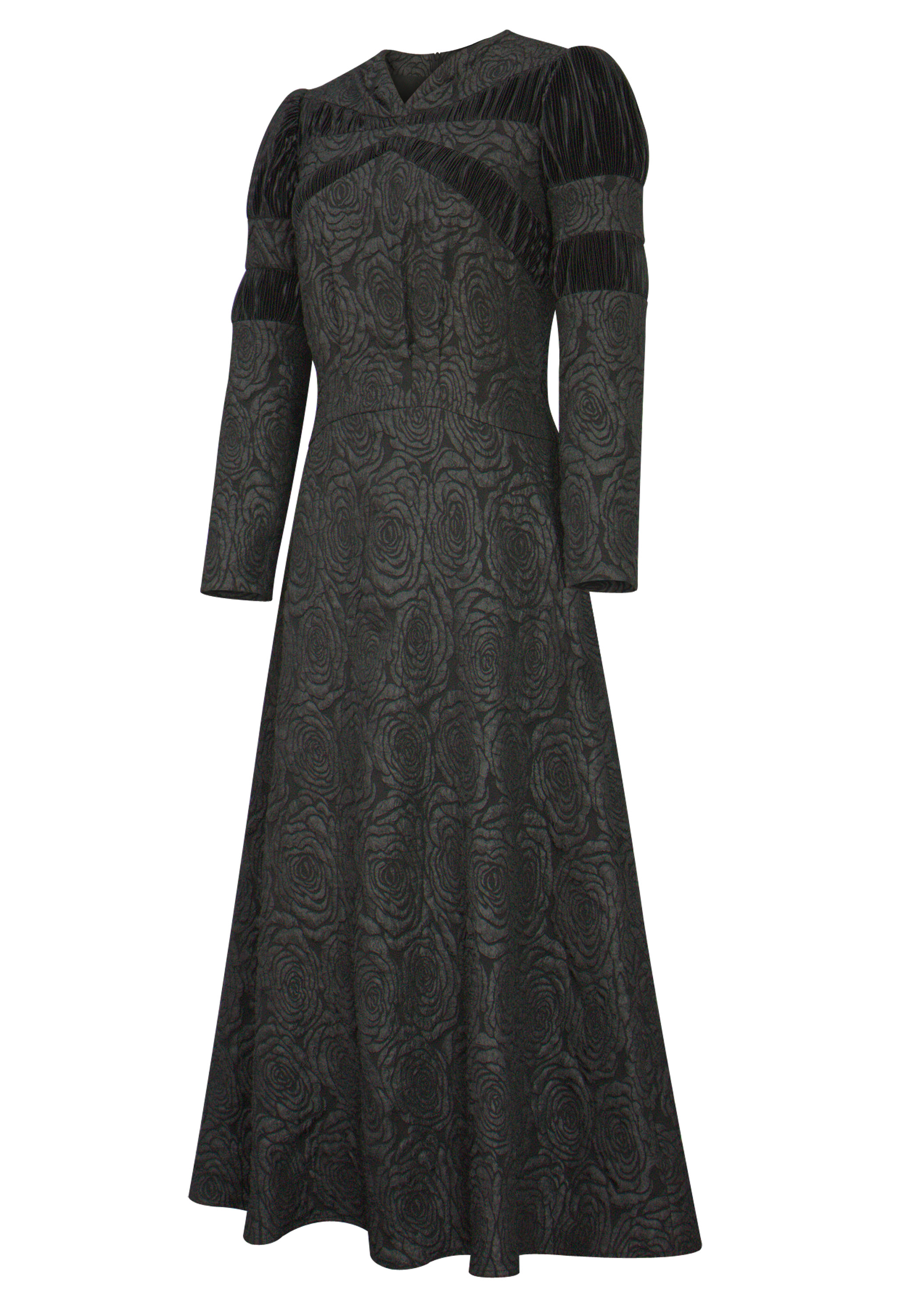 Embossed Jacquard Pleat Dress