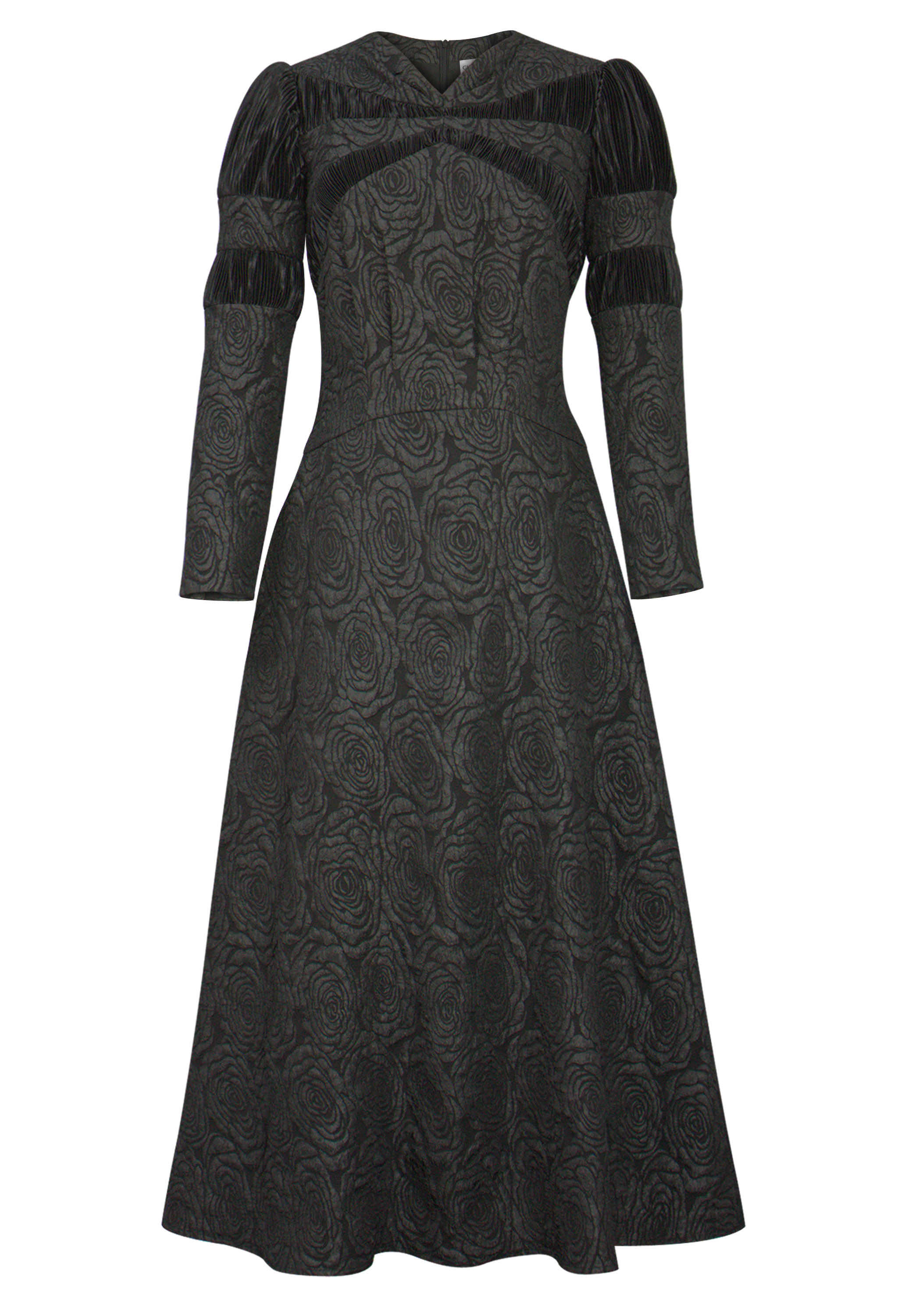 Embossed Jacquard Pleat Dress